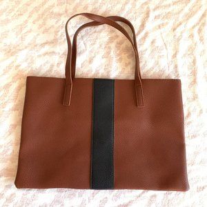 Vince Camuto Vegan Leather "Luck" Tote - Brown and Black